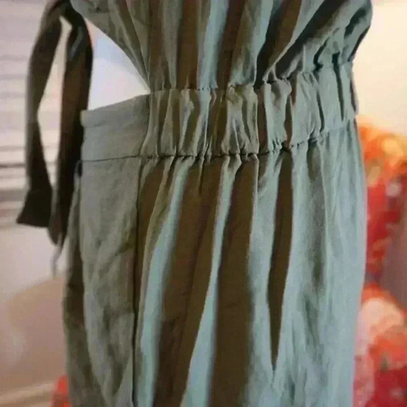 Warehouse Tie-Front Midi Dress in Army Green, Size US 2 (UK 6) - Picture 11 of 16